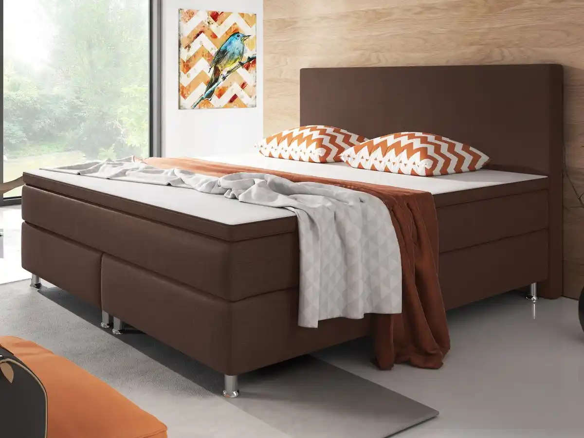 Bild 2 von Boxspringbett Berlin 180x200 cm Webstoff Braun