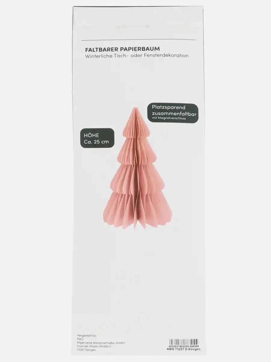 Bild 2 von Papiertannenbaum faltbar, 25cm hoch Rosa