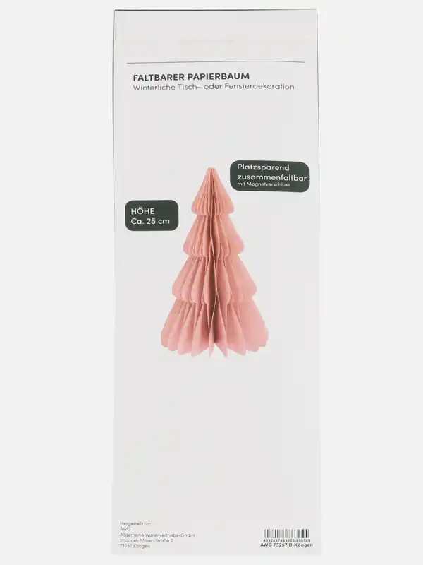 Bild 2 von Papiertannenbaum faltbar, 25cm hoch Rosa