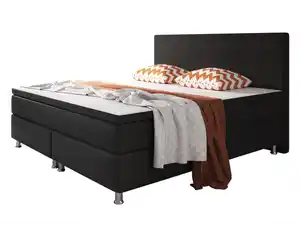 Boxspringbett Berlin 180x200 cm Webstoff Schwarz