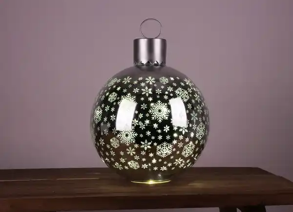 Bild 1 von Große LED-Leuchtkugel aus Glas mit Timer 30cm 25 LEDs Warmweiß Silber