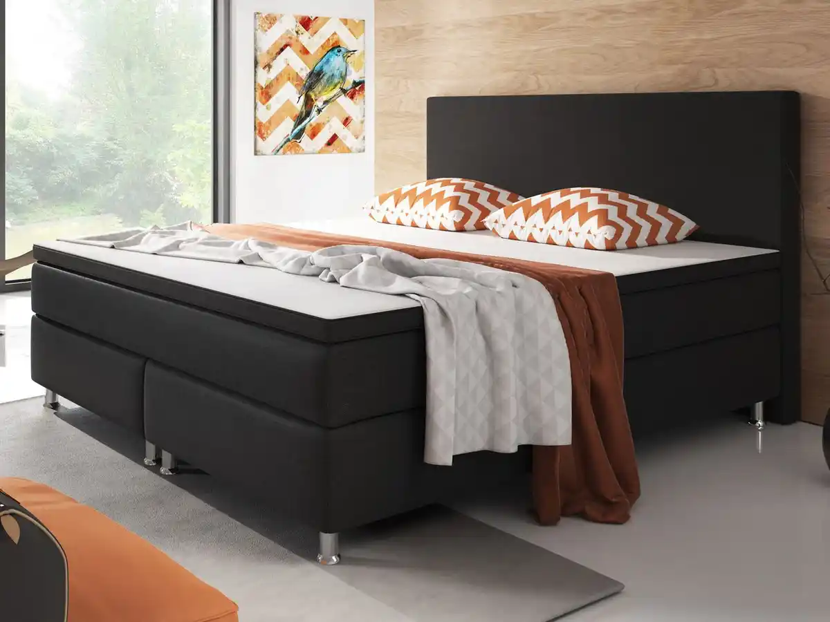 Bild 2 von Boxspringbett Berlin 180x200 cm Webstoff Schwarz