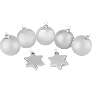 Weihnachtskugel-Set Sterne 50-teilig Silber