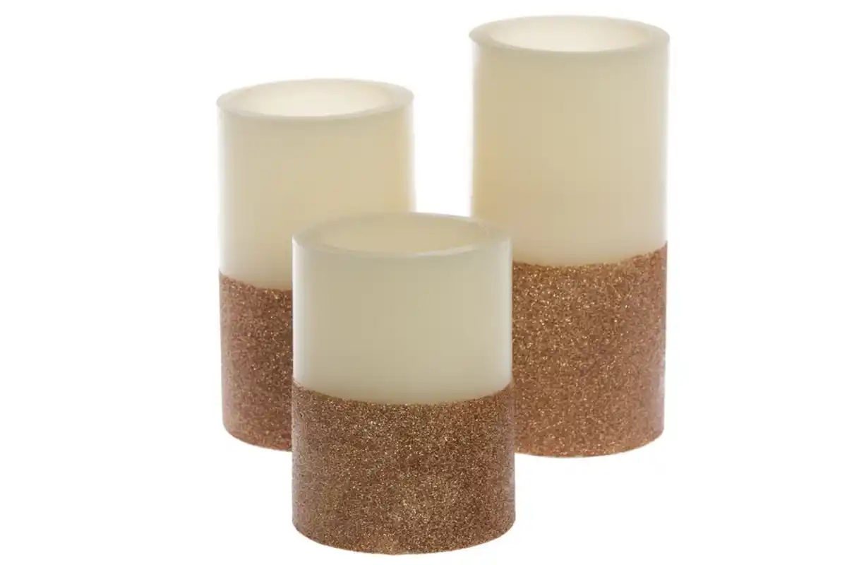 Bild 2 von My Flair 3er-Set LED Kerzen, natur/kupfer