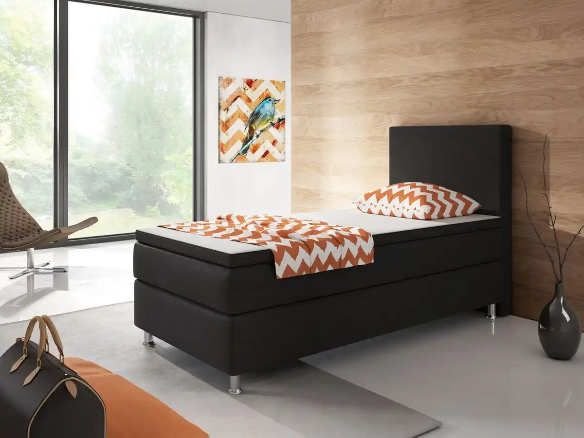 Bild 3 von Boxspringbett Berlin 90x200 cm Webstoff Schwarz