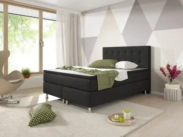 Bild 3 von Boxspringbett Köln 140x200 Webstoff Schwarz