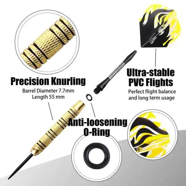 Bild 4 von Professionelles Dart-Set mit Stahlspitze und zusätzlichen Flights und Schäften, 12er-Pack