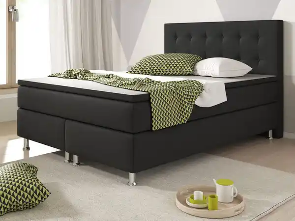 Bild 2 von Boxspringbett Köln 140x200 Webstoff Schwarz