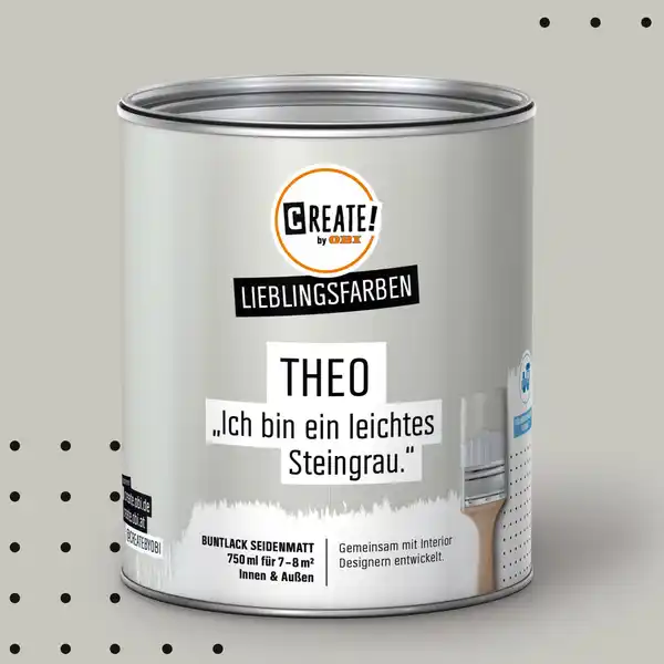 Bild 1 von CREATE! by OBI Lieblingsfarben Buntlack Theo Steingrau seidenmatt 750ml