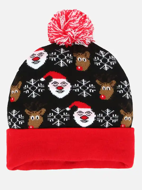 Bild 2 von Kinder Weihnachtsmütze mit integrierter Beleuchtung Rot