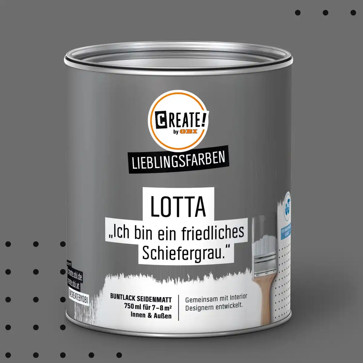 Bild 1 von CREATE! by OBI Lieblingsfarben Buntlack Lotta Schiefergrau seidenmatt 750ml