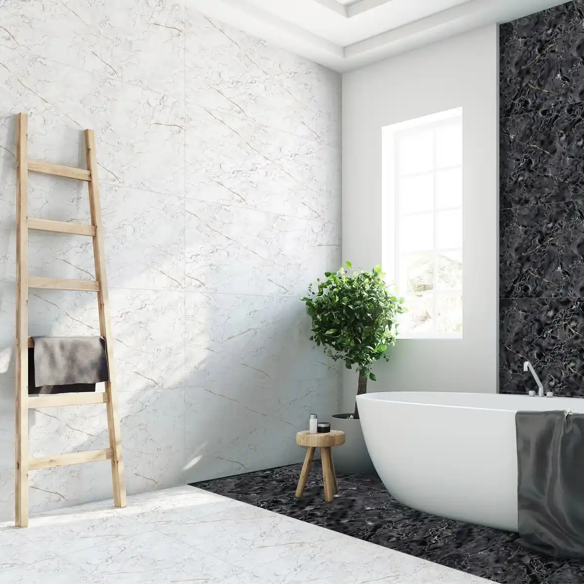 Bild 4 von Bodenfliese Wave Feinsteinzeug Marmor White Glasiert Poliert 60 cm x 120 cm