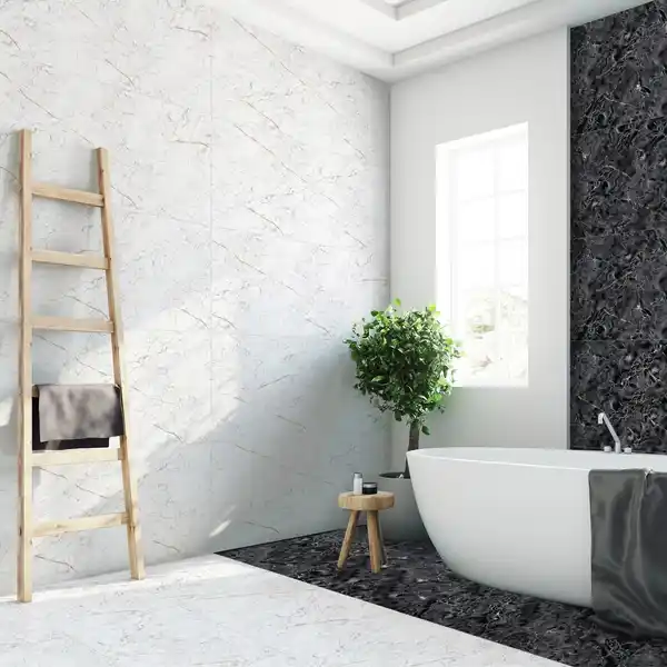 Bild 4 von Bodenfliese Wave Feinsteinzeug Marmor White Glasiert Poliert 60 cm x 120 cm