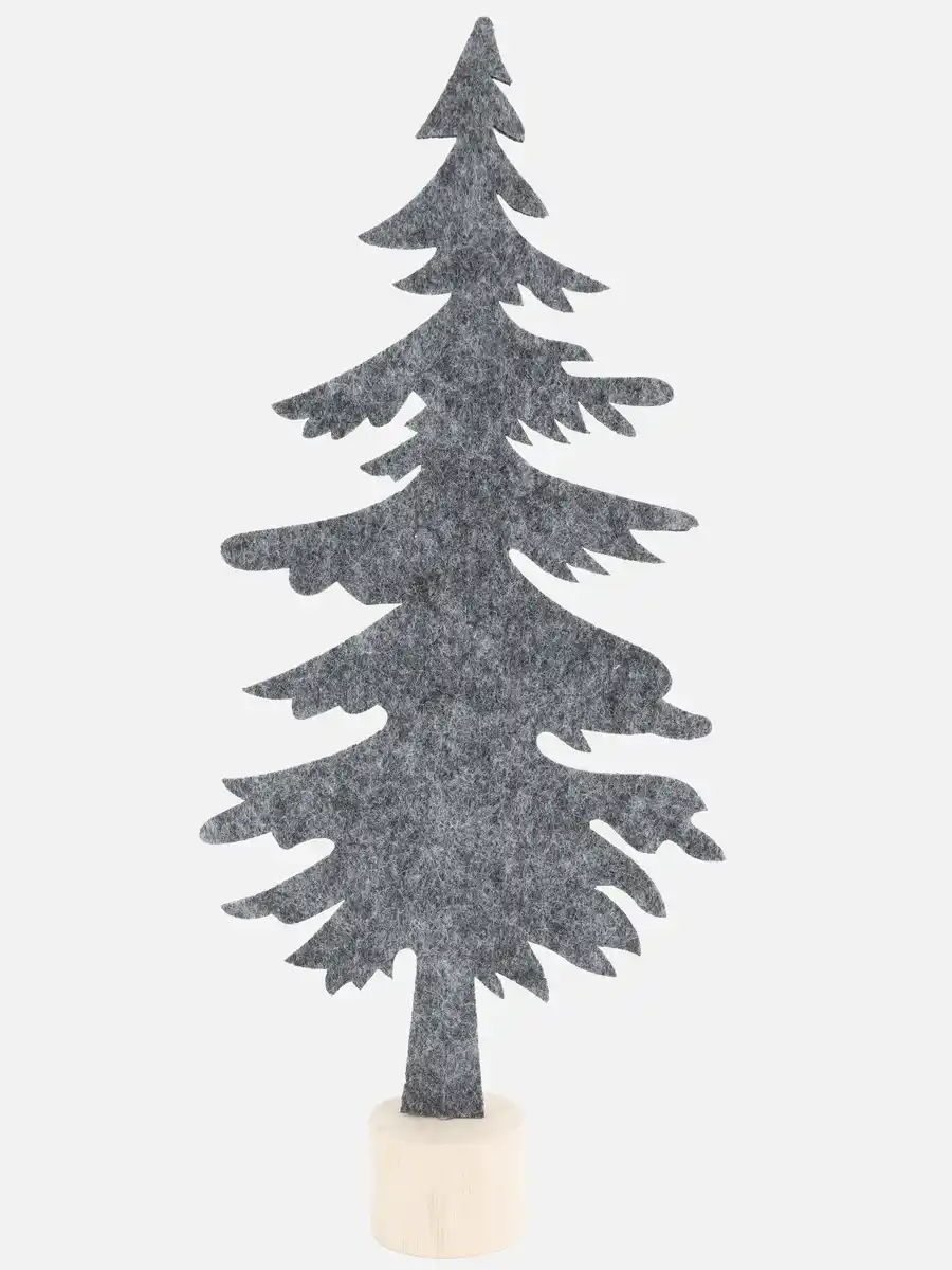 Bild 1 von Filzbaum mit Holzfuß, 30cm hoch Grau