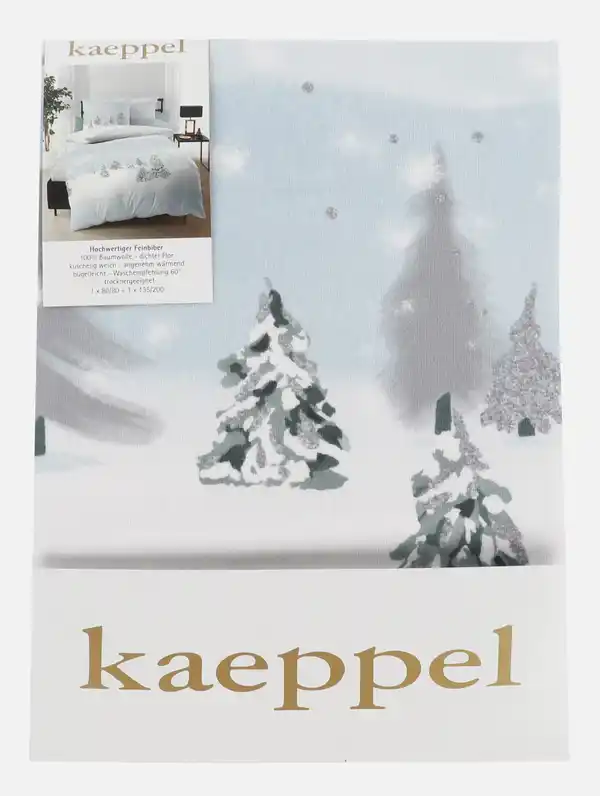 Bild 2 von Feinbiber Bettwäsche mit winterlichem Motiv, 135x200cm Blau