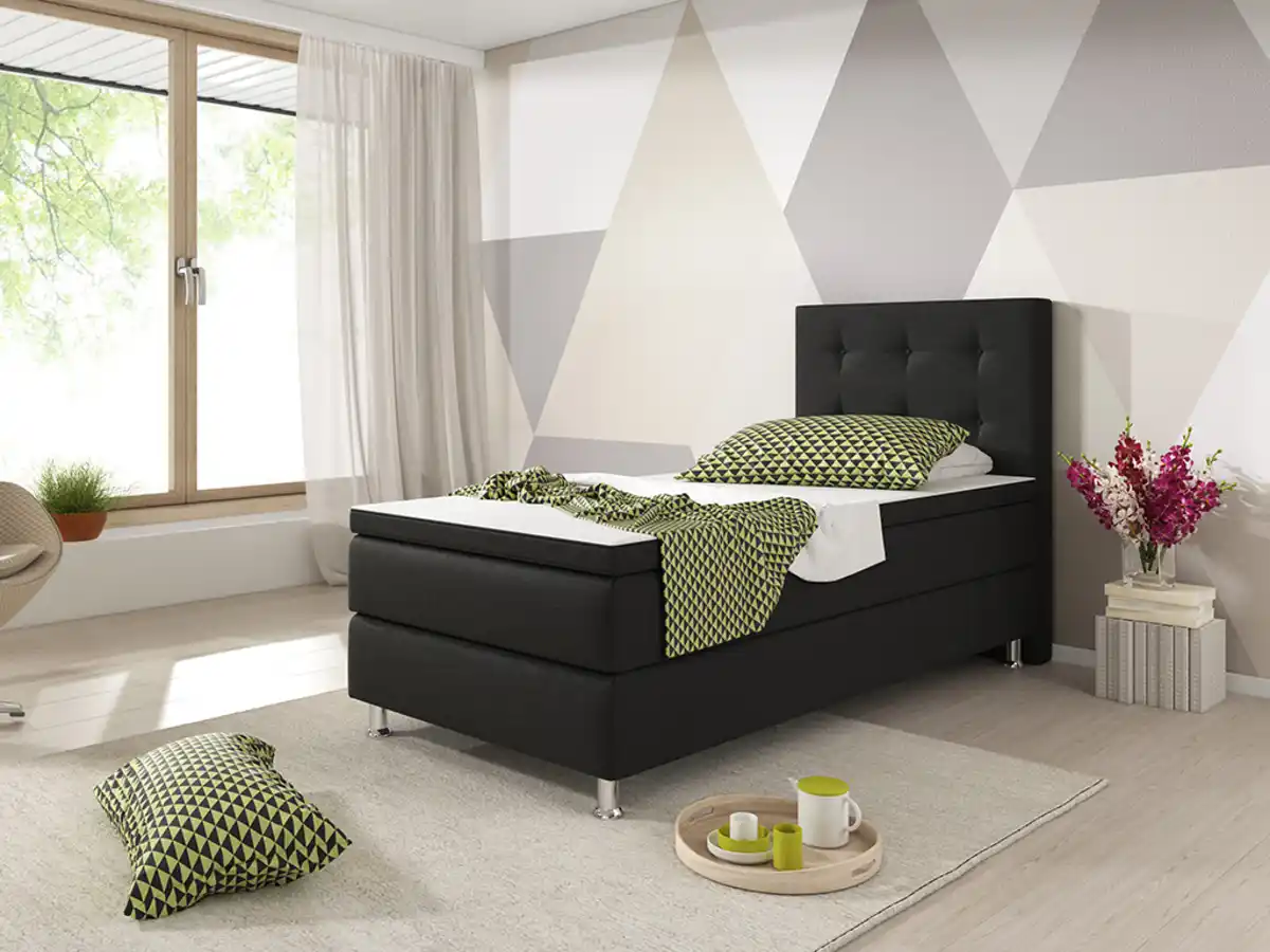 Bild 3 von Boxspringbett Köln 90x200 Webstoff Schwarz