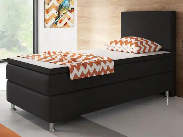 Bild 2 von Boxspringbett Berlin 90x200 cm Webstoff Schwarz