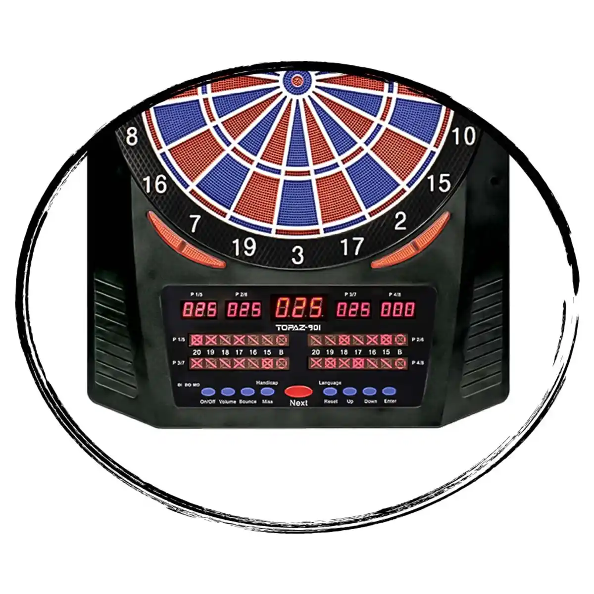 Bild 2 von ELEKTRONIK DARTBOARD TOPAZ-901, MIT ADAPTER, 2-LOCH ABSTAND