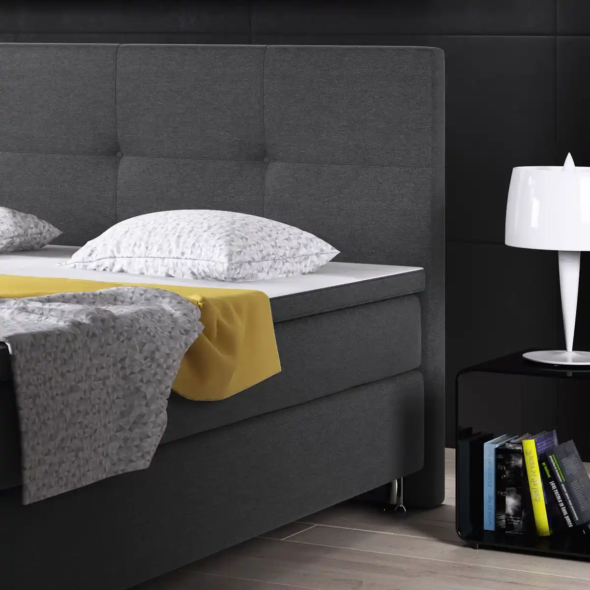 Bild 4 von Boxspringbett Dallas 180x200 Webstoff Anthrazit