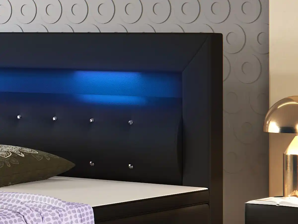 Bild 4 von Boxspringbett Monaco 180x200 cm Kunstleder Schwarz