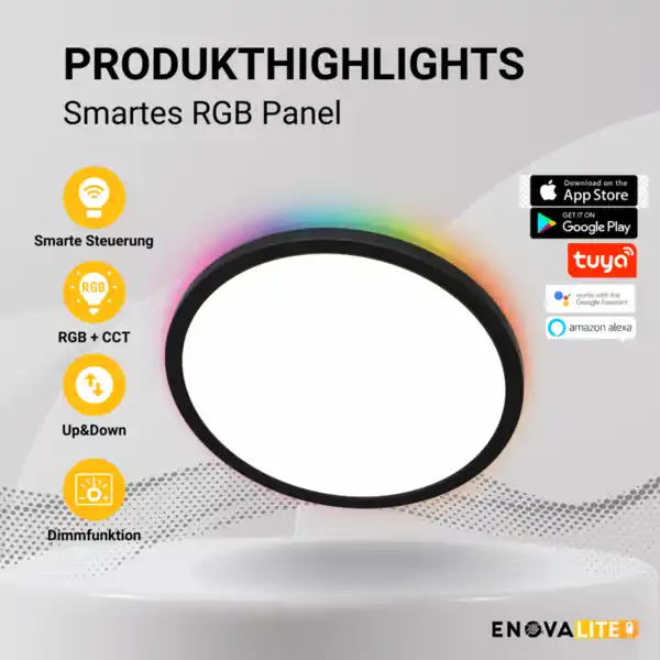 Bild 2 von Smartes RGB Panel Up&Down, 36W, ø400mm, Wifi, Tuya App, CCT, dimmbar