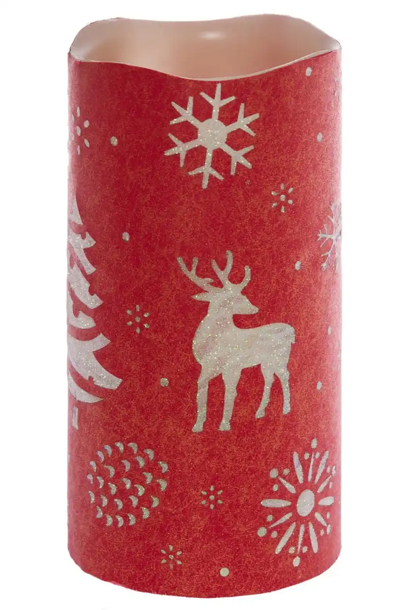 Bild 2 von My Flair LED Kerze mit  Rentier, Baum, 20 cm - rot/weiß