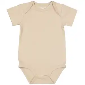 Babybody Kurze Ärmel Umschlaghals, Taupe, 98/104