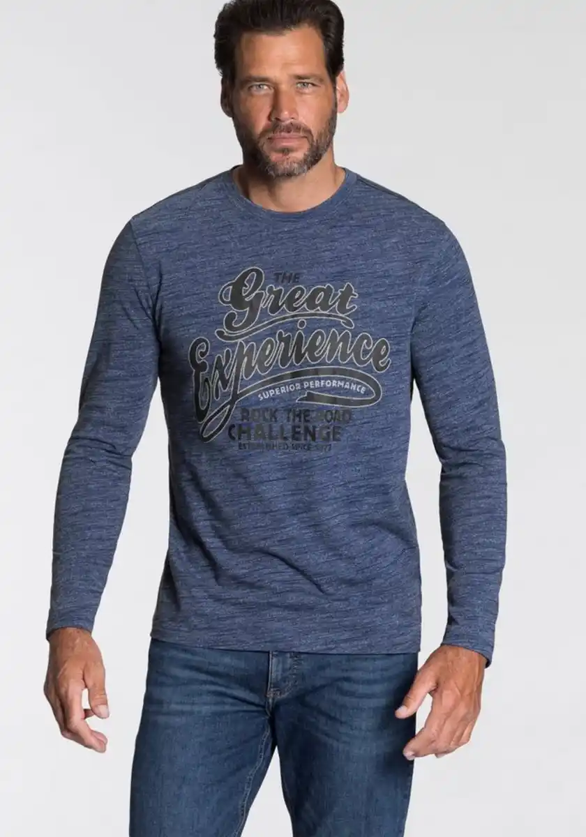 Bild 1 von Arizona Langarmshirt Arizona Langarmshirt in melierter Optik und modischen Print