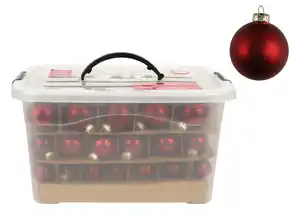 Weihnachtskugel-Set aus Glas 72-teilig Bordeaux