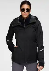 Polarino Regenjacke packable mit Reflektorstreifen, Schwarz