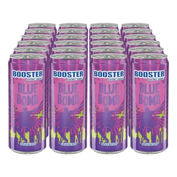 Bild 1 von Booster Energy Drink Blueberry 0,33 Liter, 24er Pack