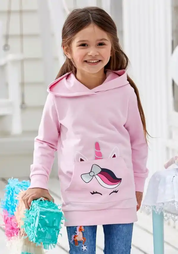 Bild 1 von KIDSWORLD Longsweatshirt mit niedlichem Taschendruck, Rosa