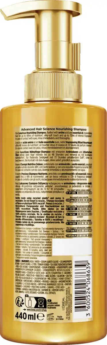 Bild 2 von L’Oréal Paris Elvital Advanced Hair Science Luxurious Nourishing Shampoo, 440 ml