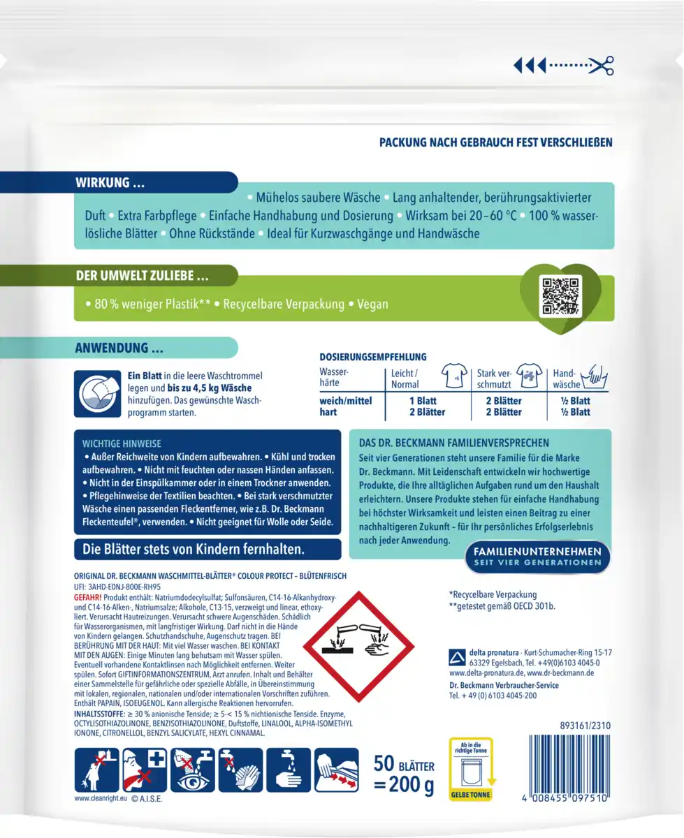 Bild 2 von Dr. Beckmann Magic Leaves Waschmittel-Blätter Color 50 WL