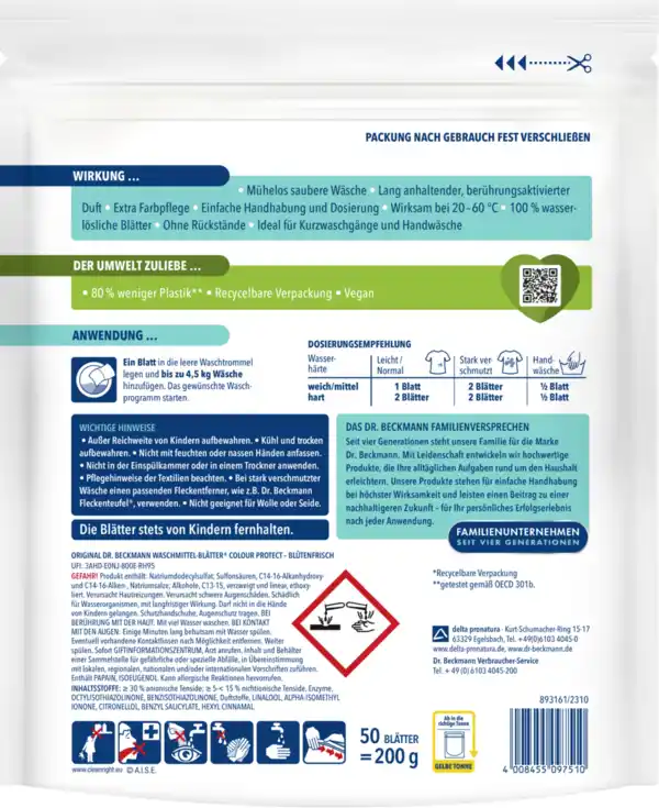 Bild 2 von Dr. Beckmann Magic Leaves Waschmittel-Blätter Color 50 WL