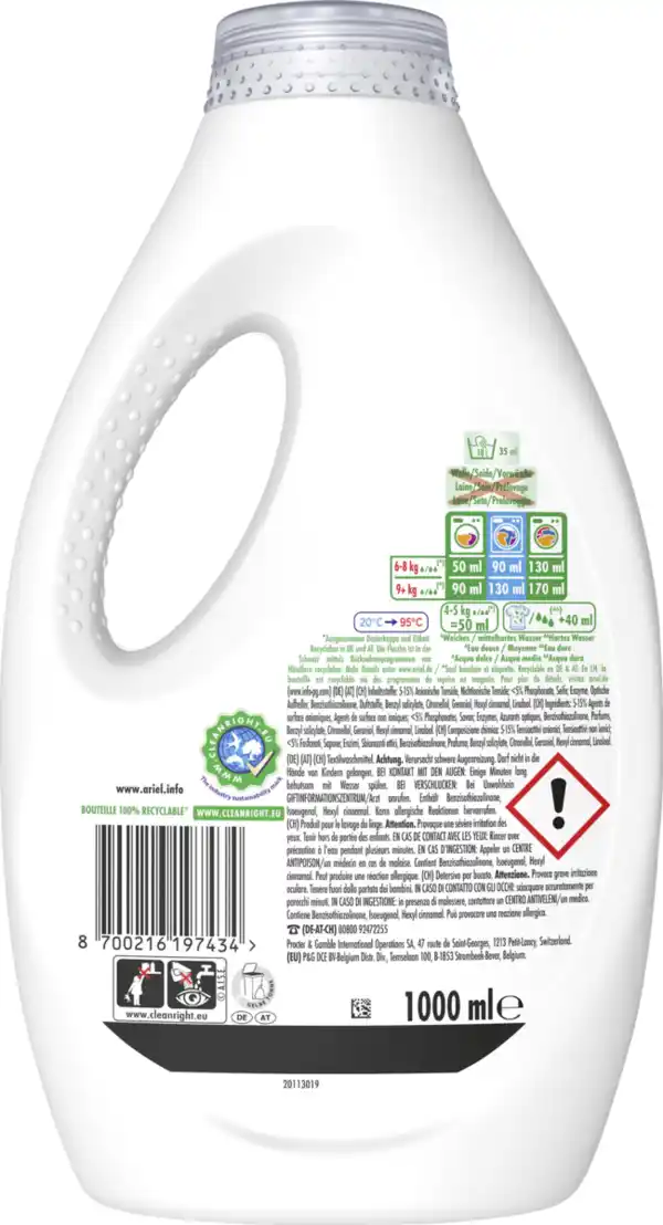 Bild 2 von Ariel Universalwaschmittel Flüssig Febrezeduft 20 WL