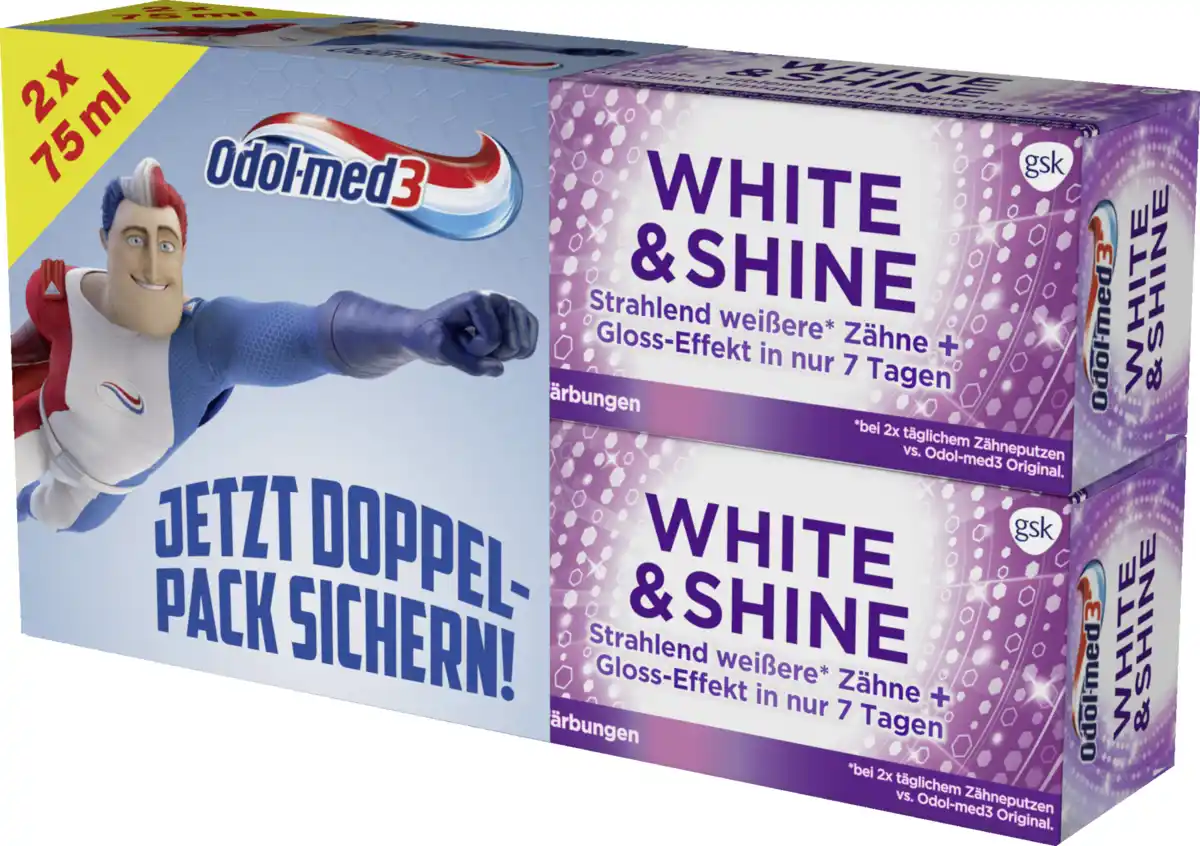 Bild 2 von Odol med3 Odol-med3 White Shine Zahncreme 2x75ml, 150 ml
