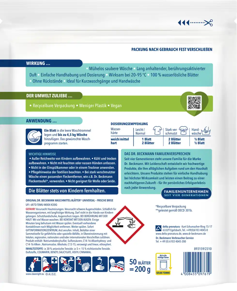 Bild 2 von Dr. Beckmann Magic Leaves Waschmittel-Blätter Universal 50 WL