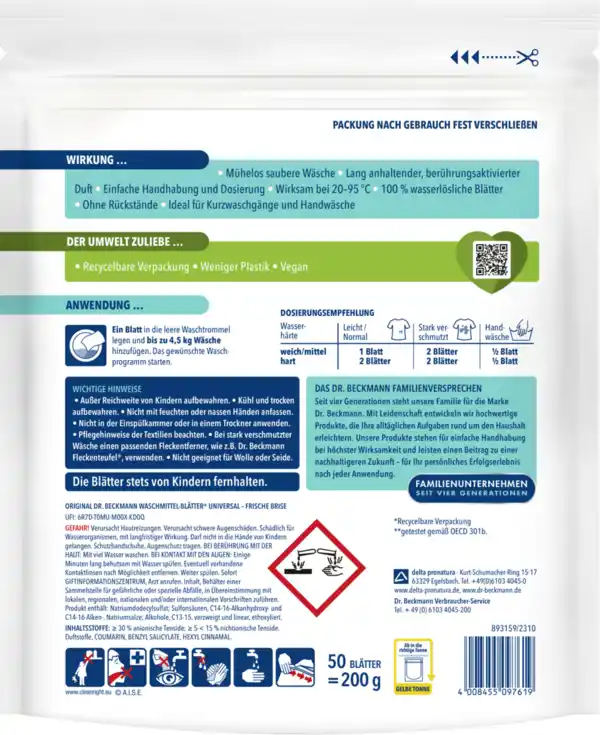 Bild 2 von Dr. Beckmann Magic Leaves Waschmittel-Blätter Universal 50 WL