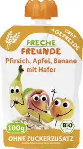 Freche Freunde Bio Quetschie Pfirsich, Apfel, Banane mit Hafer, 100 g