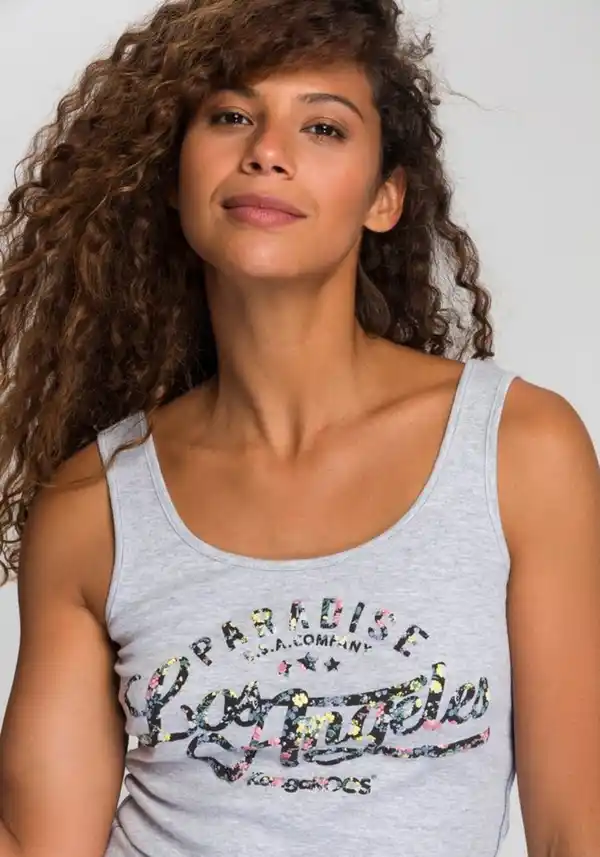 Bild 1 von KangaROOS Ripptanktop mit blumigem Puff-Print, Grau