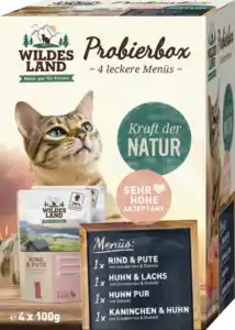 Wildes Land Probierbox Pouch Nassfutter, 400 g