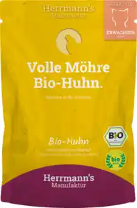 Herrmann's Manufaktur Katzennassfutter Selection Adult Bio Huhn mit Karotte und Kamut, 100 g