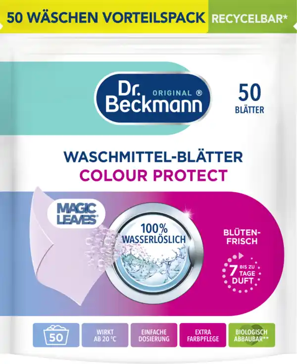 Bild 1 von Dr. Beckmann Magic Leaves Waschmittel-Blätter Color 50 WL