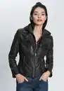 Bild 1 von Gipsy Lederjacke Nola2 coole Biker mit Turndown Kragen & herausnehmbarem Kapuzen-Inlay, Schwarz