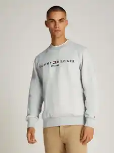 Tommy Hilfiger Sweatshirt TOMMY LOGO SWEATSHIRT mit klassischem Rundhalsausschnitt, Grau