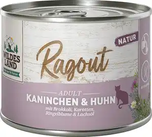 Wildes Land Katzennassfutter Ragout Kaninchen Huhn mit Brokkoli, 180 g