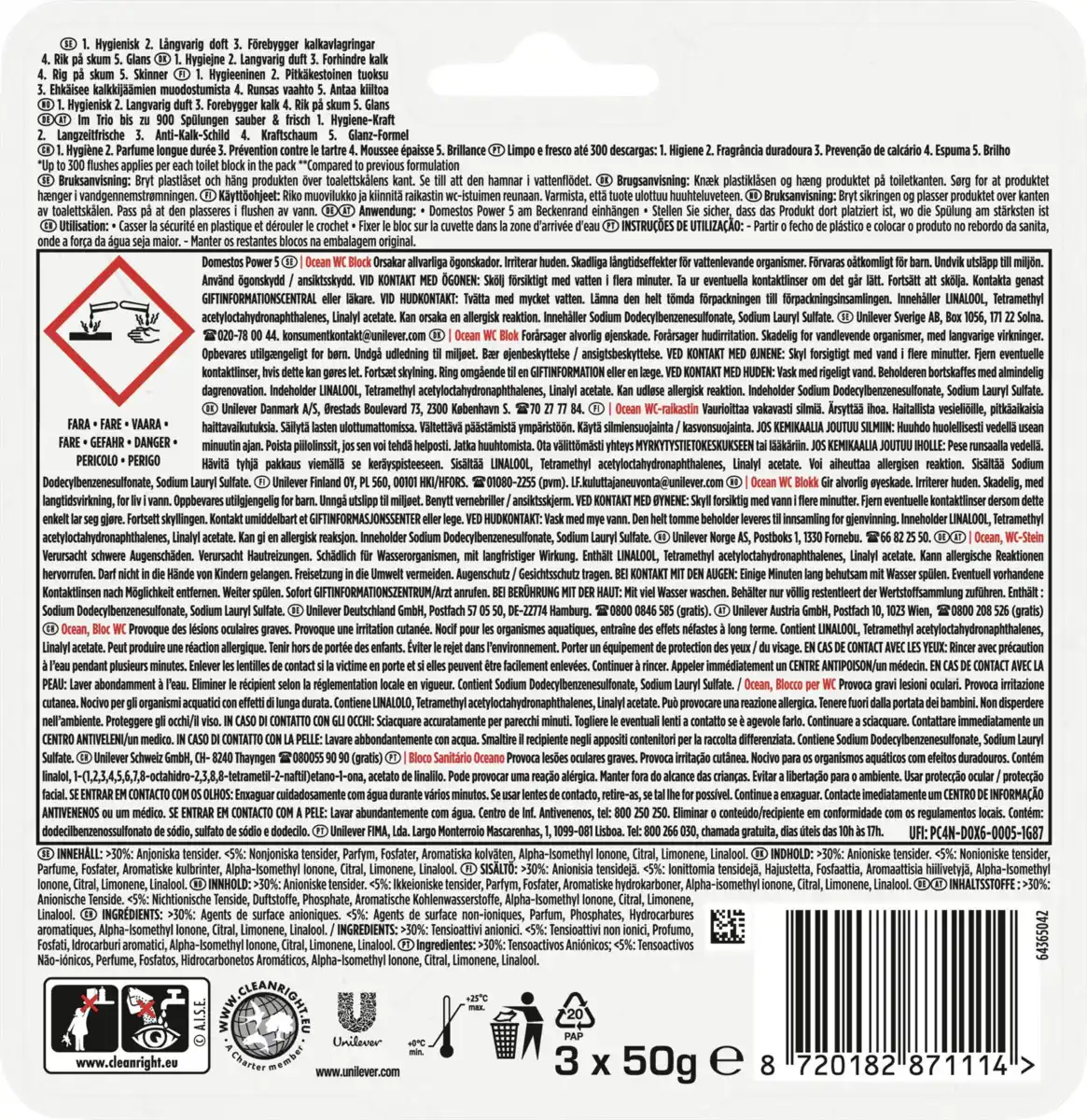 Bild 2 von Domestos Power 5 WC-Stein Ocean, 150 g