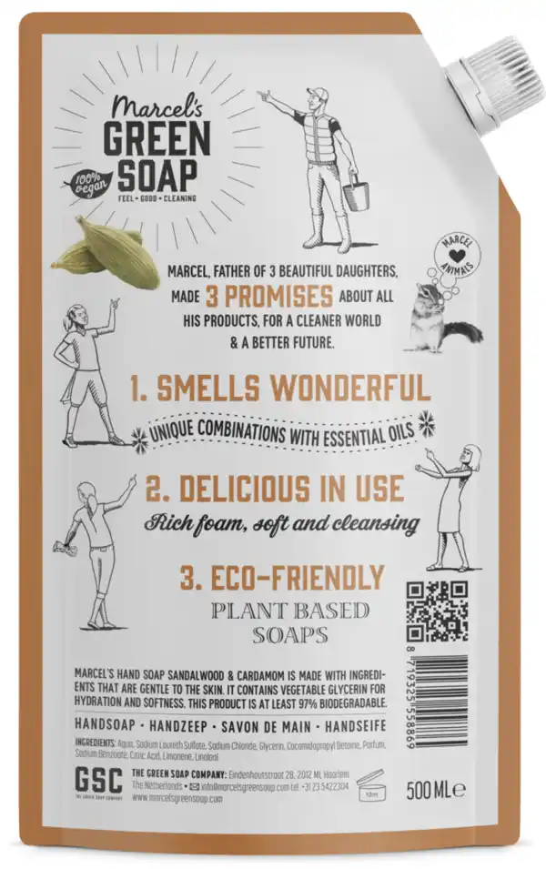 Bild 2 von Marcel's Green Soap Handseife Sandelholz & Kardamom Nachfüllbeutel, 500 ml