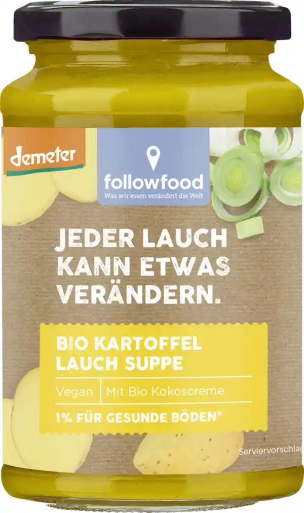 Bild 1 von followfood Bio Kartoffel Lauch Suppe mit Bio Kokoscreme, 380 ml